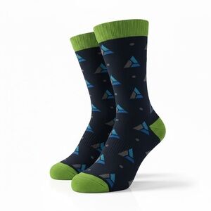 Verusen Sock Club Navy and Green Geometric Men's Socks